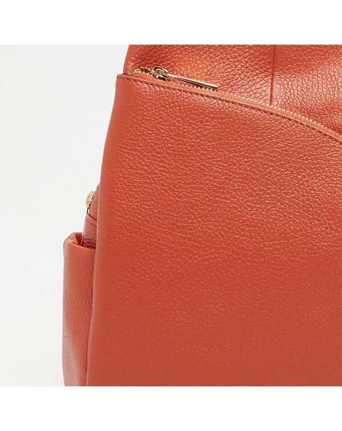 Sac à dos en Cuir Nala orange foncé  - 24x30x12 cm