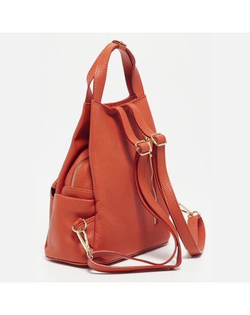 Sac à dos en Cuir Nala orange foncé  - 24x30x12 cm