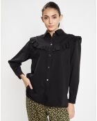 Chemise en Coton bio Candy volant en plastron noire