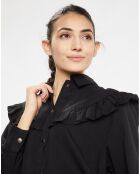 Chemise en Coton bio Candy volant en plastron noire