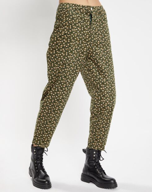 Pantalon en Velours milleraies de Coton Calvin vert/jaune