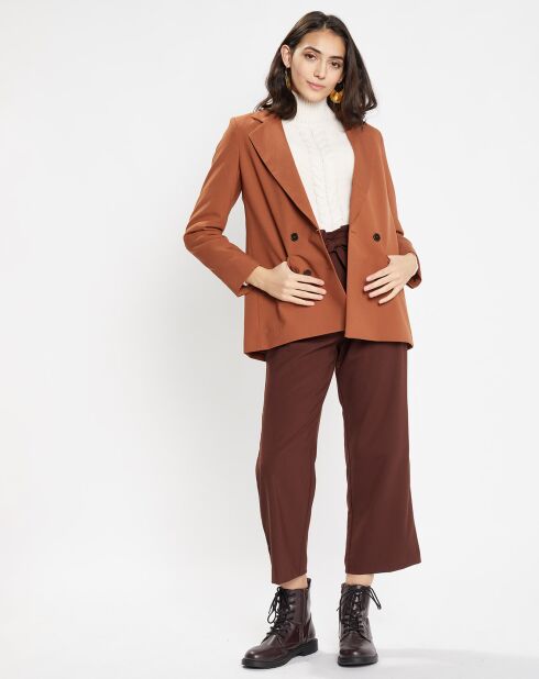 Blazer croisé en Laine mélangée Celeste marron