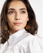 Shirt met katoenen biezen en witte armsgaten in reliëf