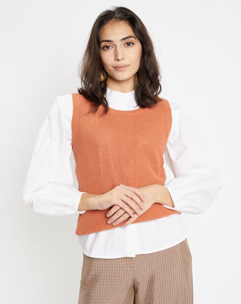 Pull sans manches en Maille mélangée Fido rouille