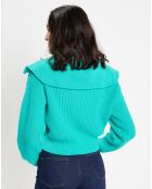 Pull en Grosse maille de Coton Oeko-Tex® Blaise Col zippé vert