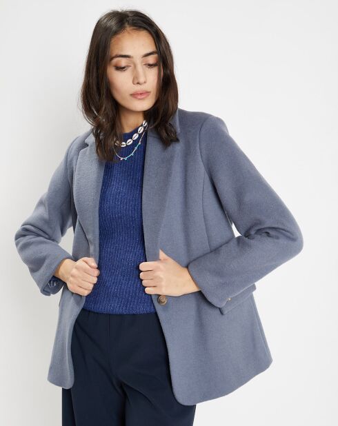 Veste blazer oversize en Laine mélangée Clitch bleu grisé