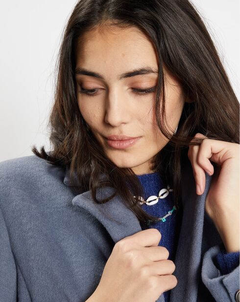 Veste blazer oversize en Laine mélangée Clitch bleu grisé