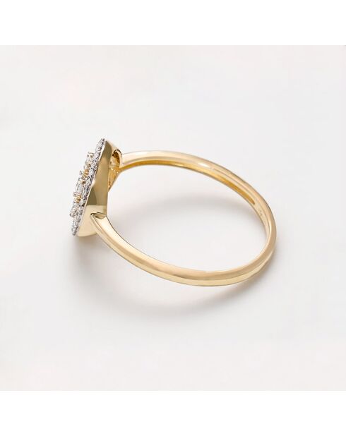Joeline 0,07 ct diamanten en 0,10 ct witte saffieren geelgouden ring