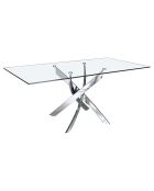 Table de salle à manger plateau  transparent/argenté - 150x95x75 cm
