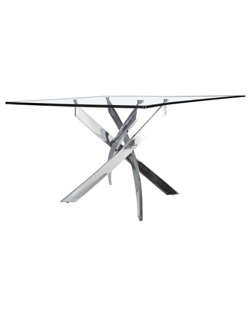 Table de salle à manger plateau  transparent/argenté - 150x95x75 cm