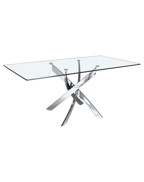 Table de salle à manger avec plateau  transparent/argenté - 180x95x75 cm