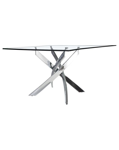 Table de salle à manger avec plateau  transparent/argenté - 180x95x75 cm