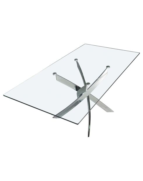Table de salle à manger avec plateau  transparent/argenté - 180x95x75 cm