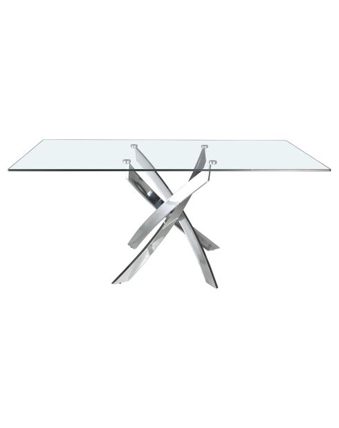 Table de salle à manger avec plateau  transparent/argenté - 180x95x75 cm