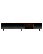 Meuble TV 4 portes noyer/noir  - 240x45x50 cm