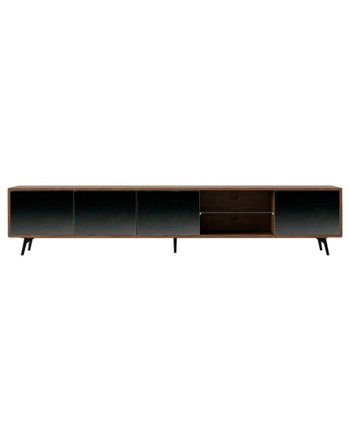 Meuble TV 4 portes noyer/noir  - 240x45x50 cm