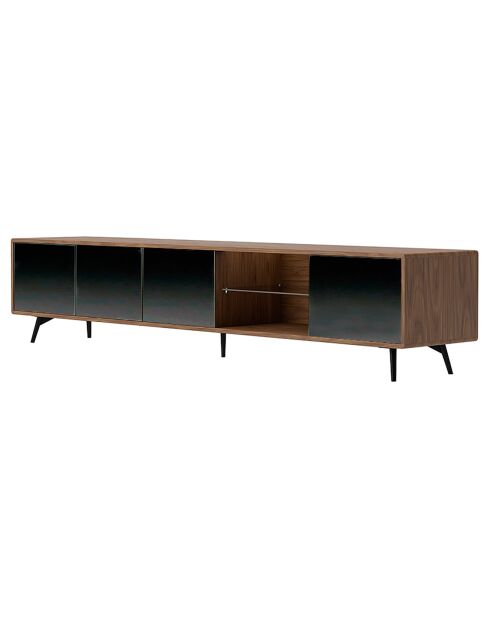 Meuble TV 4 portes noyer/noir  - 240x45x50 cm