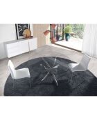 Buffet laqué 3 tiroirs et 2 portes blanc/argenté - 180x42x85 cm