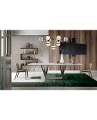 Étagère bois plaqué et acier inoxydable noyer/argenté - 130x35x170 cm