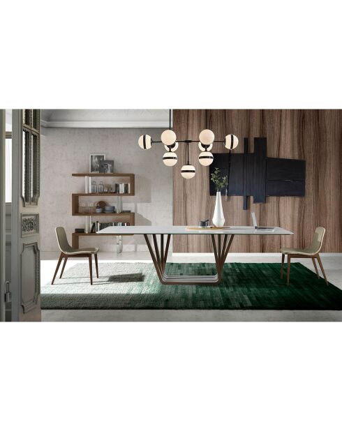 Ablage aus Furnierholz und Edelstahl Nussbaum/Silber - 130x35x170 cm