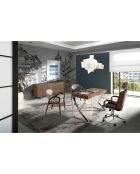 Chaise en simili-cuir gris/noyer - 57x58x80 cm