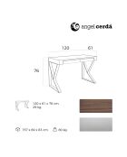 Bureau en bois avec 2 tiroirs noyer/argenté  - 120x61x76 cm