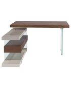 Bureau avec plateau principal et bloc-tiroirs noyer/gris perle - 140x127x75 cm