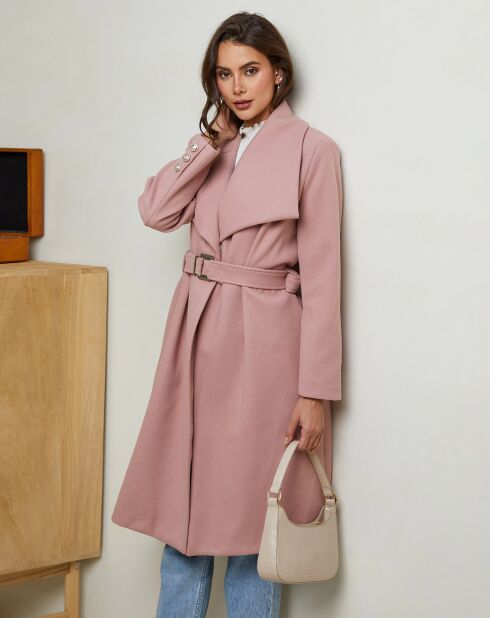 Manteau long Pauline rose