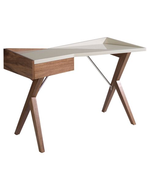 Bureau avec tiroir latéral noyer/blanc - 120x60x81 cm