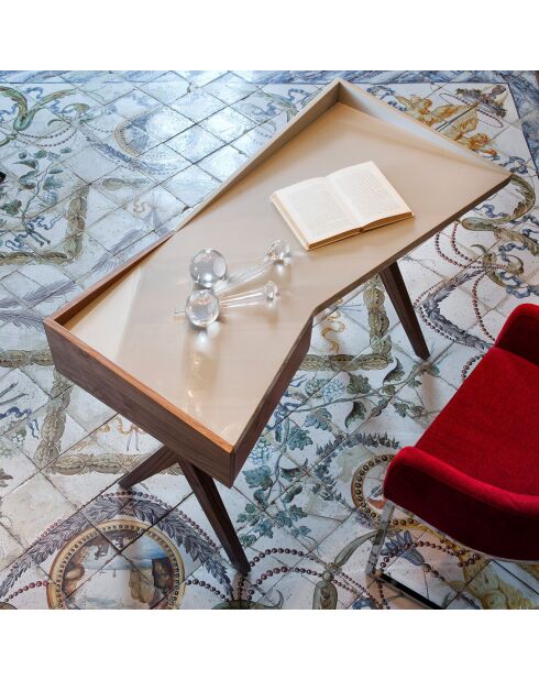 Bureau avec tiroir latéral noyer/blanc - 120x60x81 cm