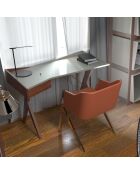 Bureau avec tiroir latéral noyer/blanc - 120x60x81 cm