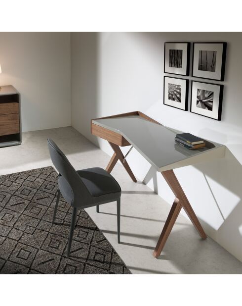 Bureau avec tiroir latéral noyer/blanc - 120x60x81 cm