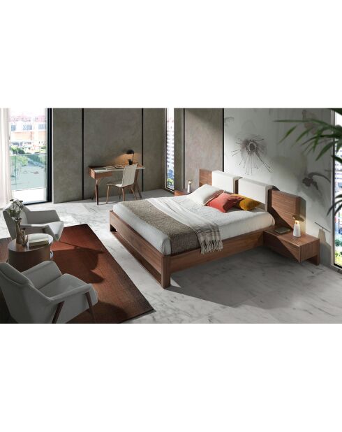 Bureau avec tiroir latéral noyer/blanc - 120x60x81 cm