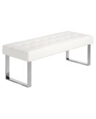 Banc similicuir et pieds en acier blanc - 120x45x42 cm