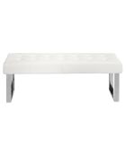 Banc similicuir et pieds en acier blanc - 120x45x42 cm