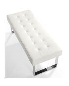 Banc similicuir et pieds en acier blanc - 120x45x42 cm