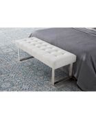 Banc similicuir et pieds en acier blanc - 120x45x42 cm