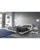 Banc similicuir et pieds en acier blanc - 120x45x42 cm