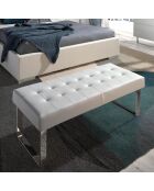 Banc similicuir et pieds en acier blanc - 120x45x42 cm