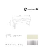 Banc similicuir et pieds en acier blanc - 120x45x42 cm