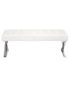 Banc similicuir et pieds acier blanc - 120x45x42 cm