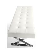 Banc similicuir et pieds acier blanc - 120x45x42 cm