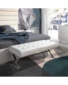 Banc similicuir et pieds acier blanc - 120x45x42 cm