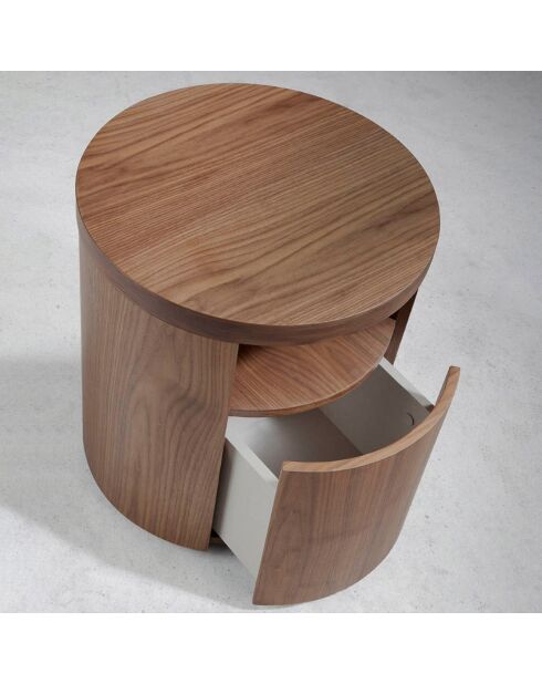 Table de nuit avec tiroir noyer/noir - 48x48x55 cm