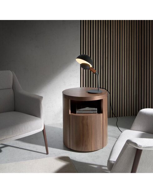 Nachttisch mit Nussbaum/schwarzer Schublade - 48x48x55 cm