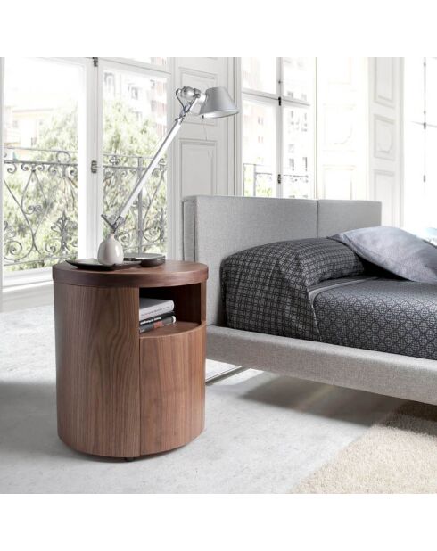 Nachttisch mit Nussbaum/schwarzer Schublade - 48x48x55 cm