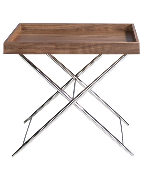 Table d'appoint noyer/argenté - 61x48x51 cm