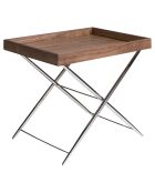 Table d'appoint noyer/argenté - 61x48x51 cm