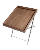 Table d'appoint noyer/argenté - 61x48x51 cm
