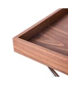 Table d'appoint noyer/argenté - 61x48x51 cm